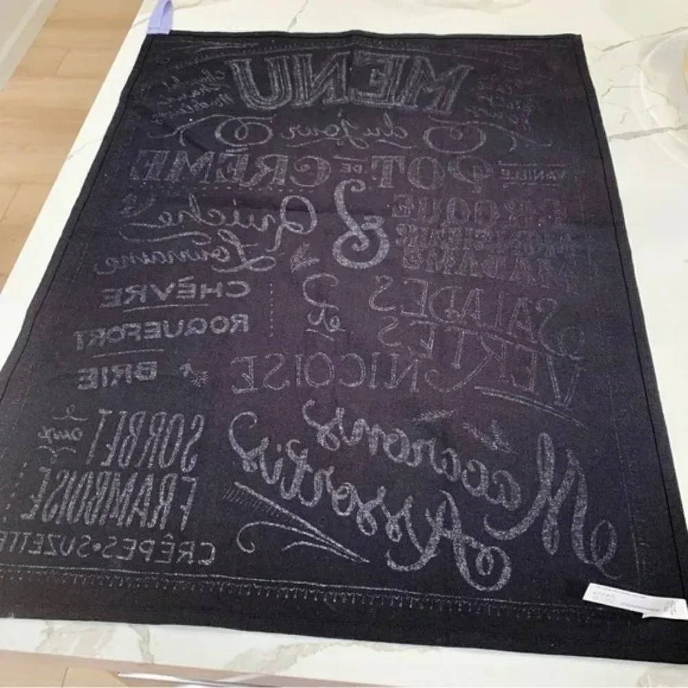 ☕️ Anthropologie Bistro Menu Tea Towel Set Chalkboard Floral